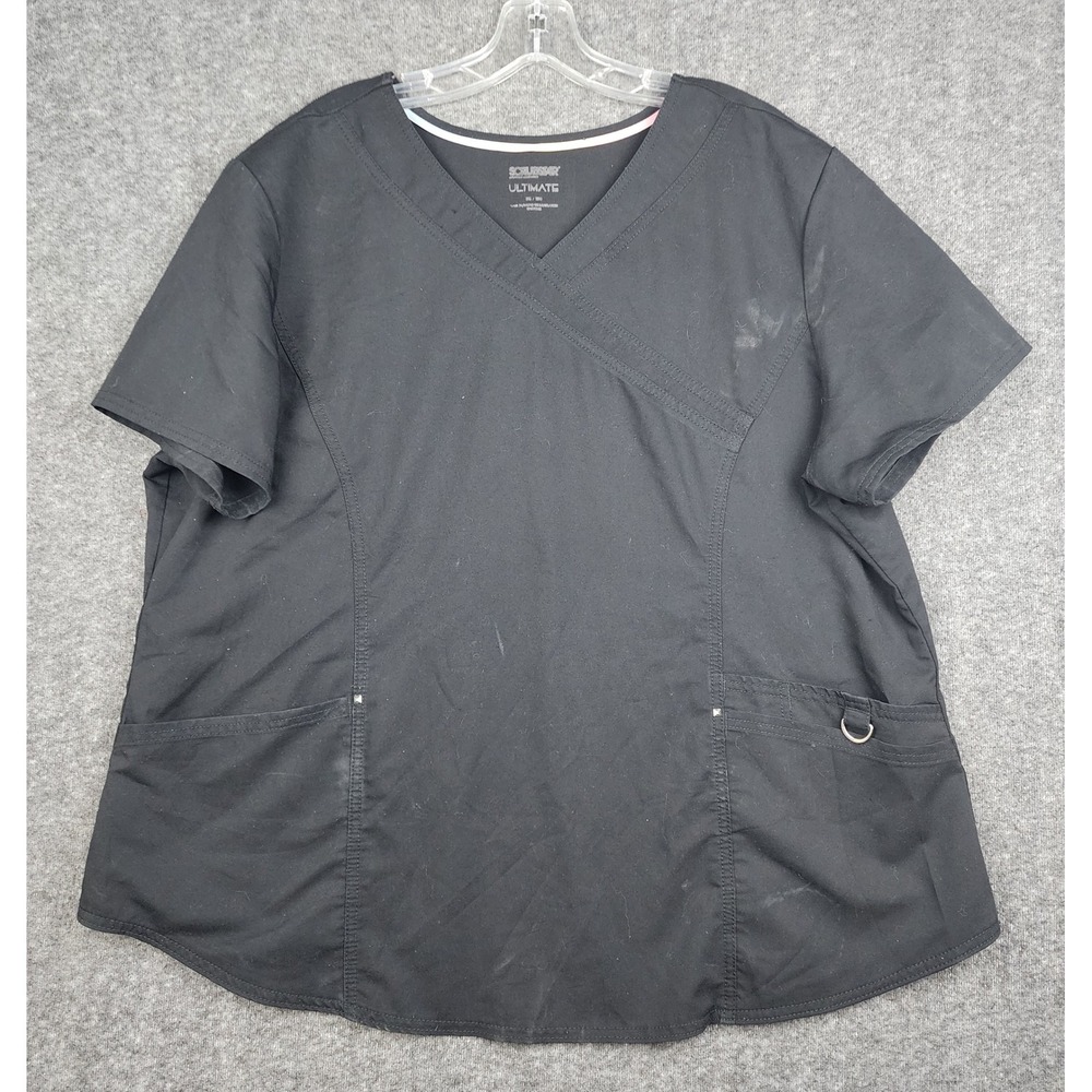 Scrubstar Ultimate Scrub Top Women 2XL Black V-Neck‎ Short Sleeve WM00T862